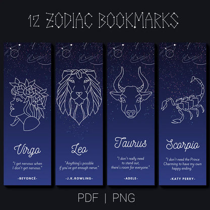 12 Zodiac Bookmark