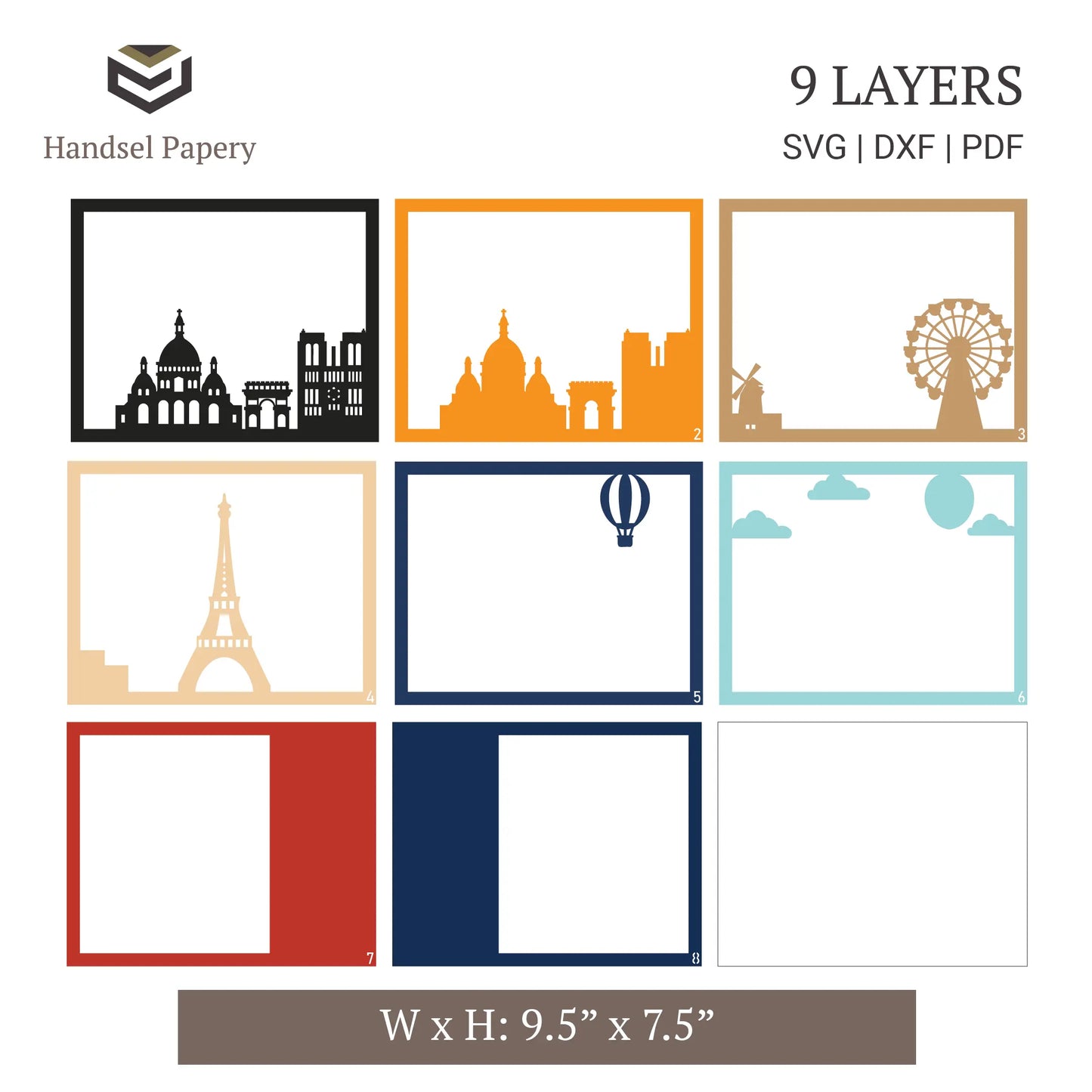 French signature - 3D Layered shadow box template