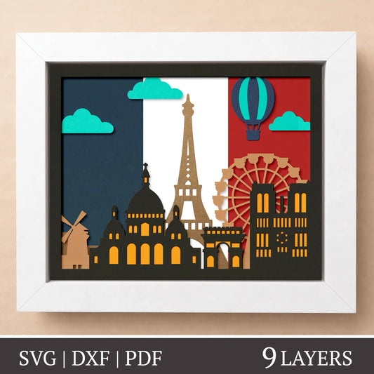 French signature - 3D Layered shadow box template