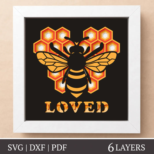 Bee loved Beloved - 3D shadow box template