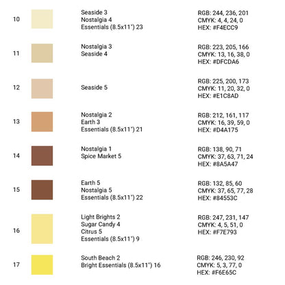 Recollections Cardstock Digital Color Chart