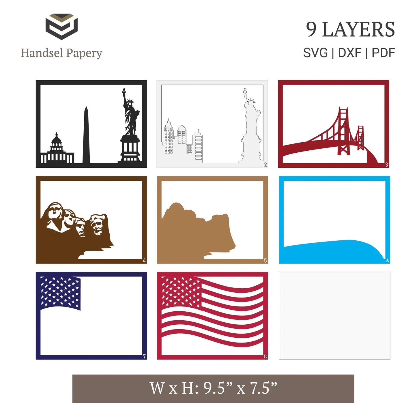 American signature - 3D Layered shadow box template