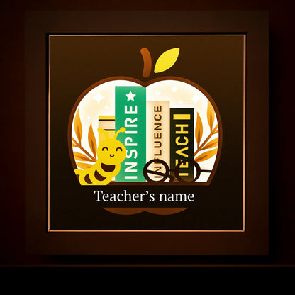 Apple's bookworm - Teacher's Day shadow box template