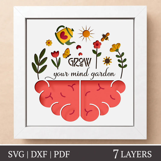 Grow your mind garden - 3D layered shadow box template