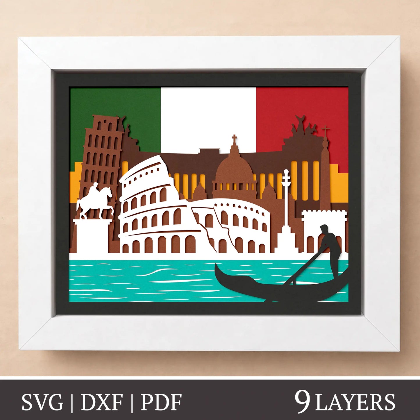 Italian signature - 3D Layered shadow box template