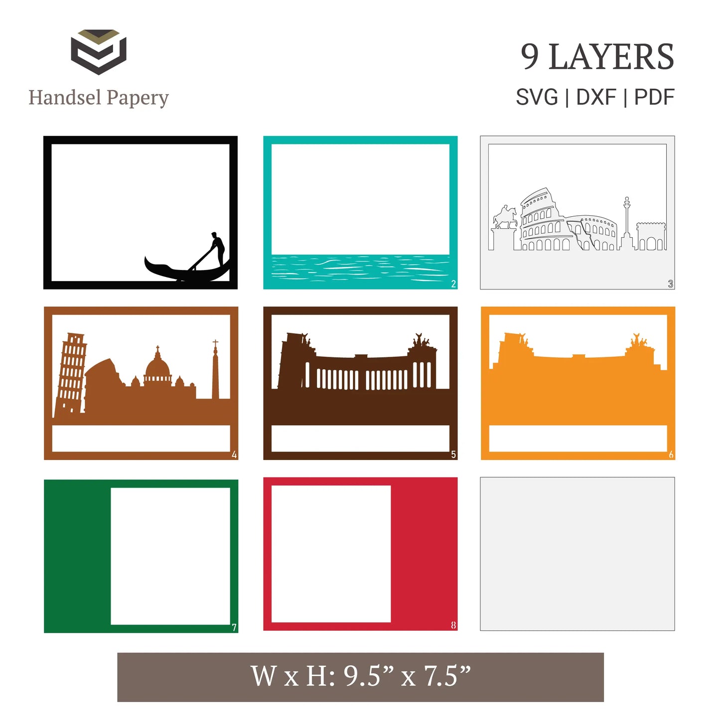 Italian signature - 3D Layered shadow box template