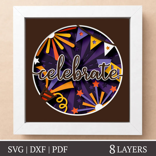 Celebrate fireworks - Versatile 3D shadow box template