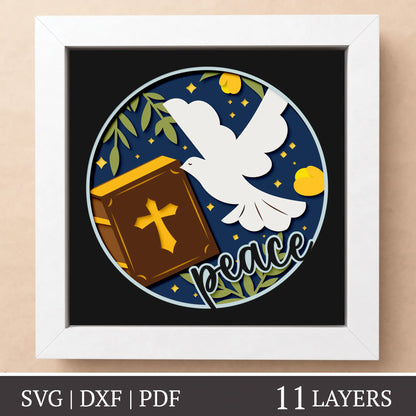 Dove and the Holy Bible - 3D Layered shadow box template