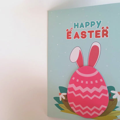 Bunny behind Easter egg - Pop-up card template