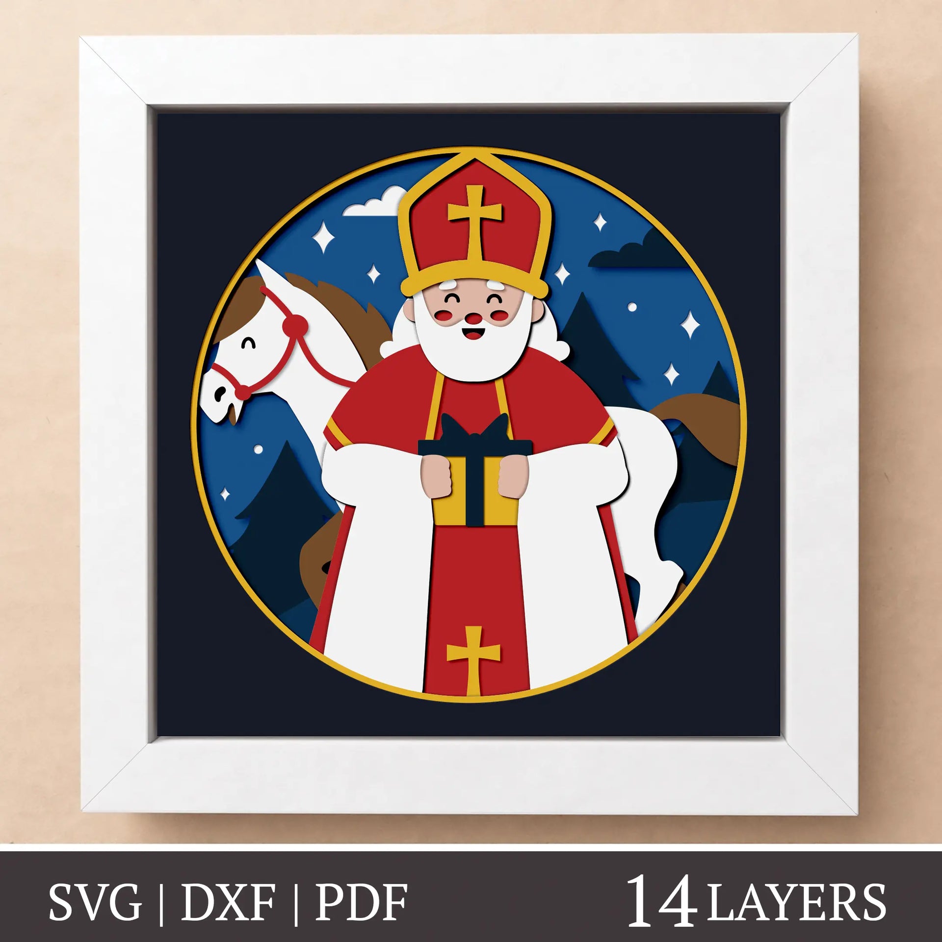 Saint Nicholas - 3D Layered Shadow box template – Handsel Papery