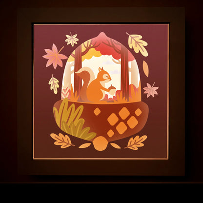 Squirrel in acorn - 3D Layered shadow box template