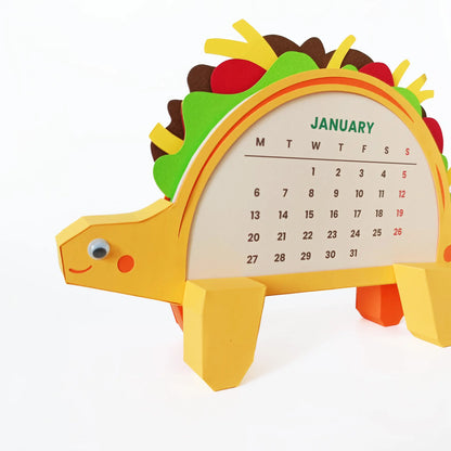 Taco Dino Papercraft Calendar 2024 -2030