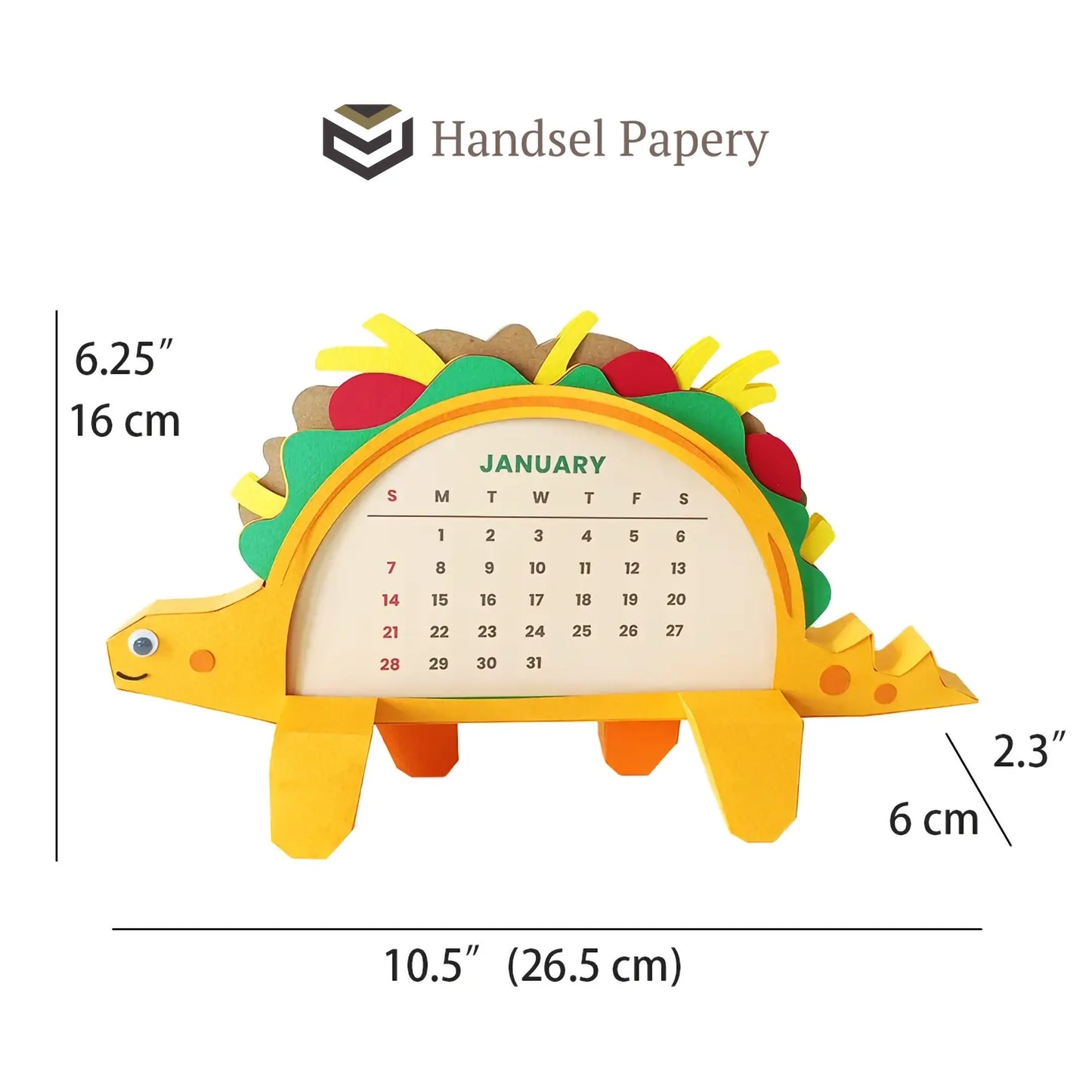 Taco Dino Papercraft Calendar 2024 -2030