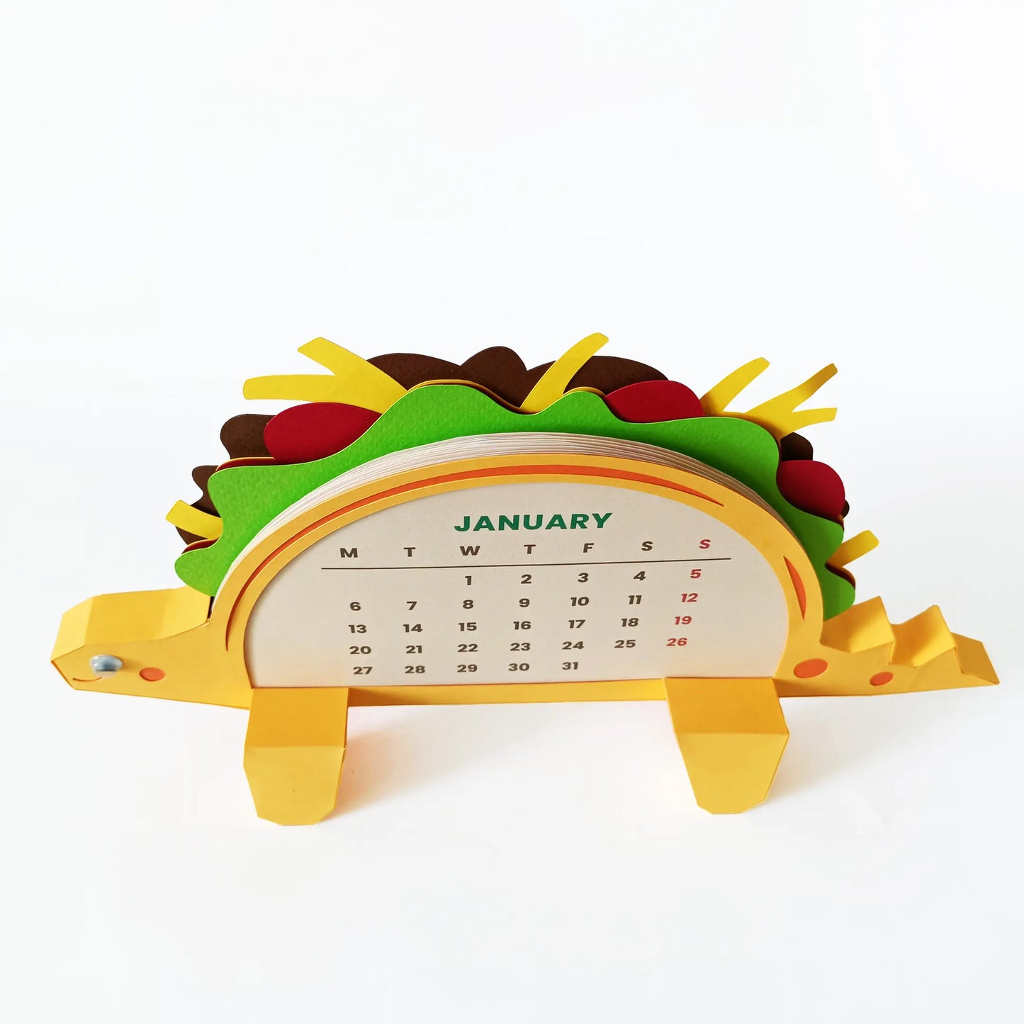 Taco Dino Papercraft Calendar 2024 -2030