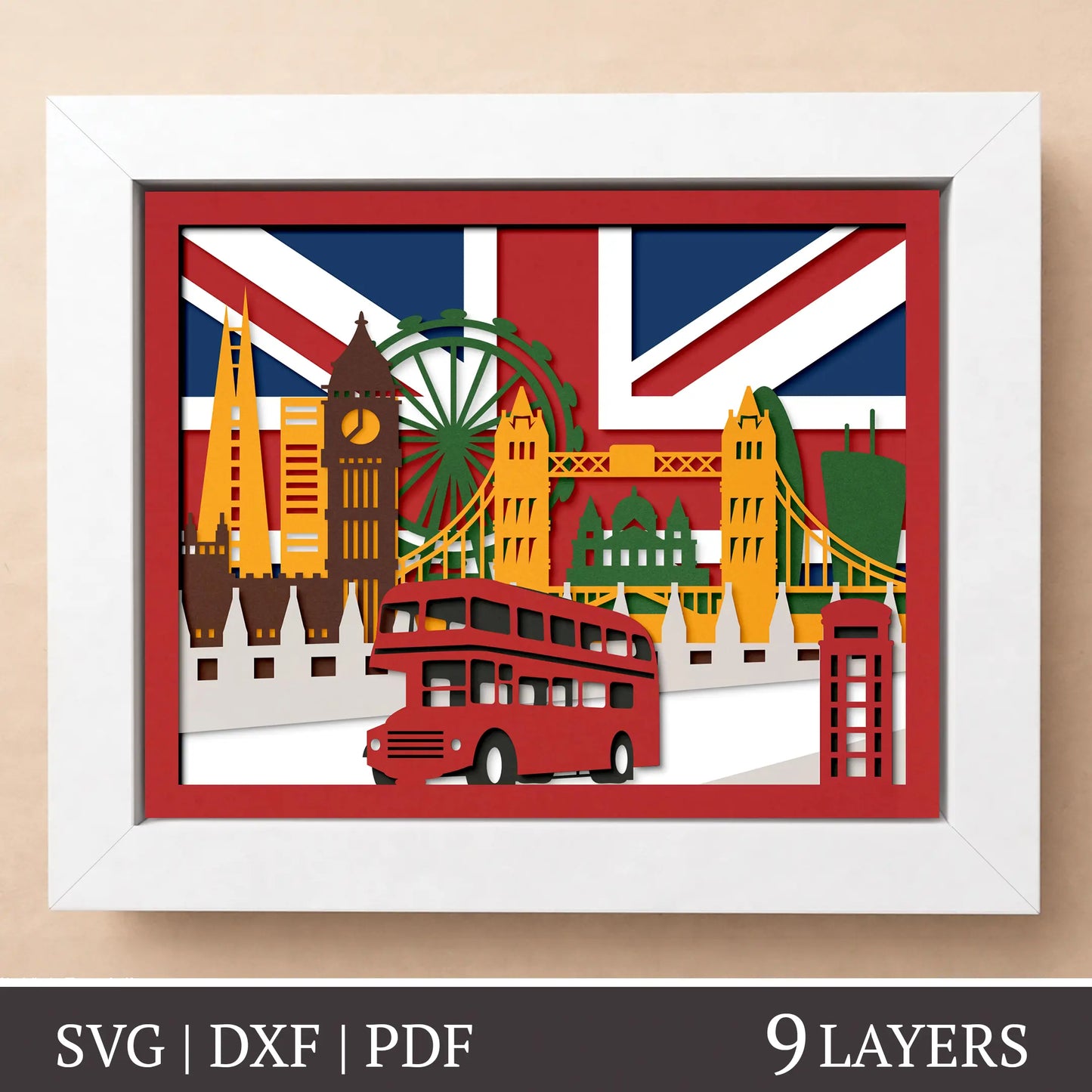 United Kingdom's signature - 3D Layered shadow box template